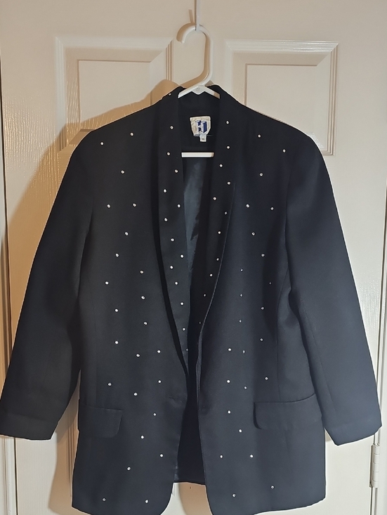 HI LTD Jackets & Blazers - Vintage 90's Glam Leisure Rhinestone Black Blazer Size 8 Shimmer Jacket